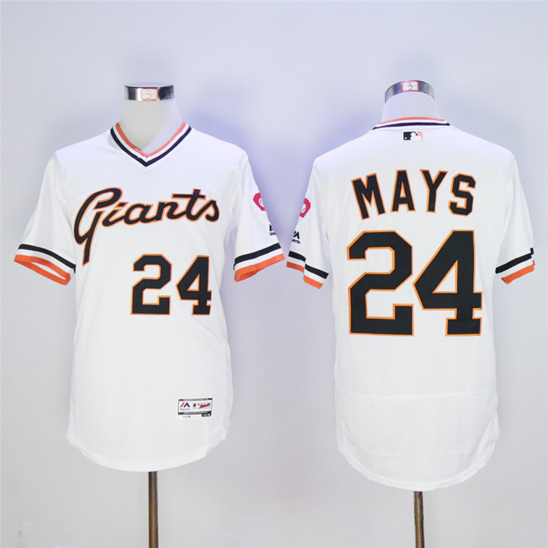 Men's San Franciscoc Giants #24 Willie Mays White Throwback Flexbase Stitched MLB Jersey